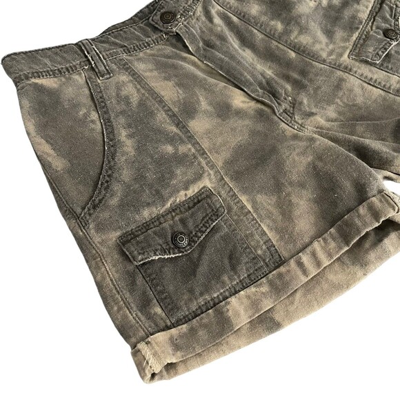 Ralph Lauren Denim Supply Cargo Shorts Womens Size 8 Green Bleached Wash Cuffed - Picture 3 of 11